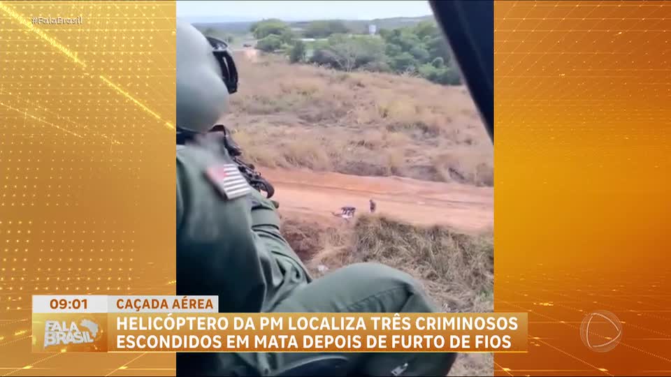 Helicóptero da PM localiza criminosos que furtaram 400 quilos de fios elétricos no interior de SP