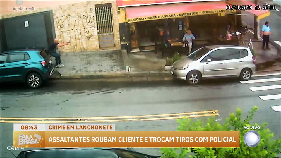 Policial de folga reage a assalto e troca tiros com criminosos em lanchonete de São Paulo