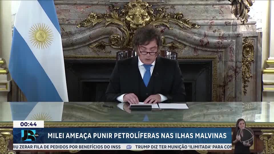 Milei ameaça punir petroleiras e anuncia base naval perto das Malvinas