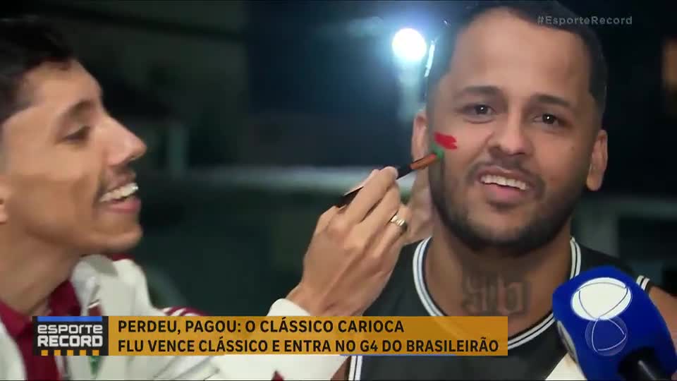 Perdeu, Pagou: torcedores de Fluminense e Vasco apostam 'cara pintada' em clássico