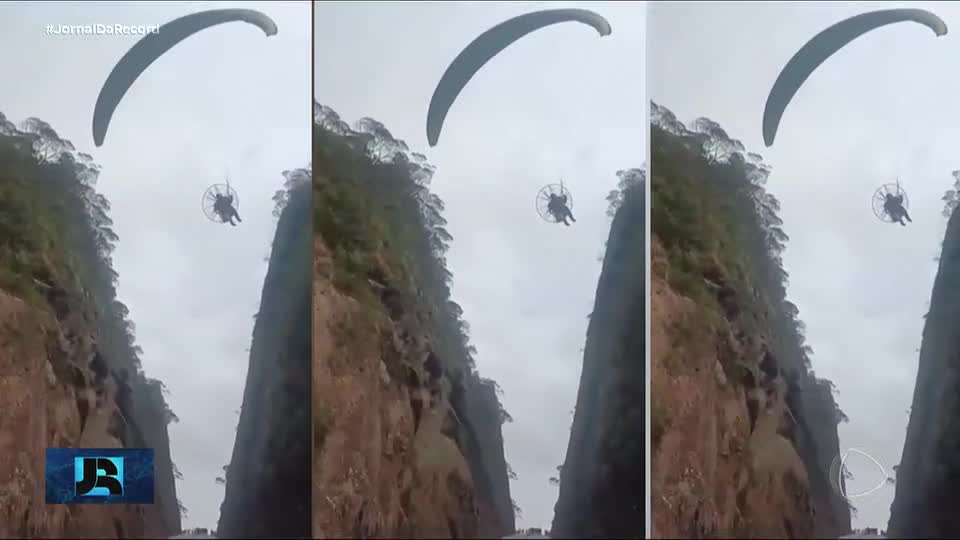 Rajada de vento joga paramotor em direção à encosta rochosa em SC
