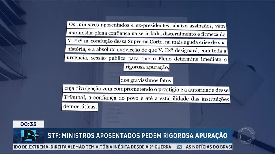 Caso Master: ministros aposentados do STF pedem apuração rigorosa a Edson Fachin