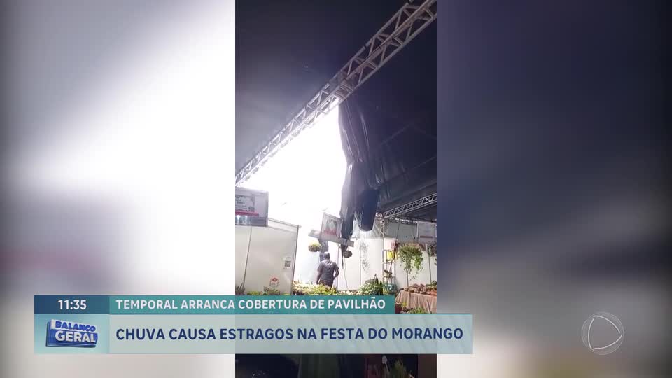 Forte temporal arranca telhado durante Festa do Morango em Brazlândia (DF)