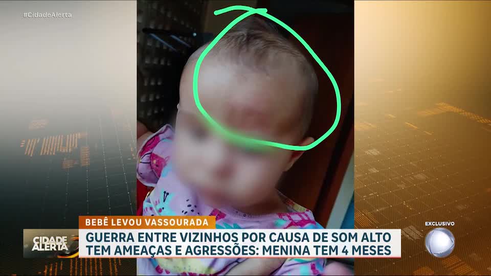 Briga entre vizinhos termina com bebê de 4 meses ferida por golpe de vassoura