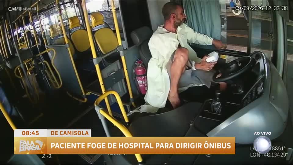 Homem foge de hospital e furta ônibus no Distrito Federal; veja vídeo