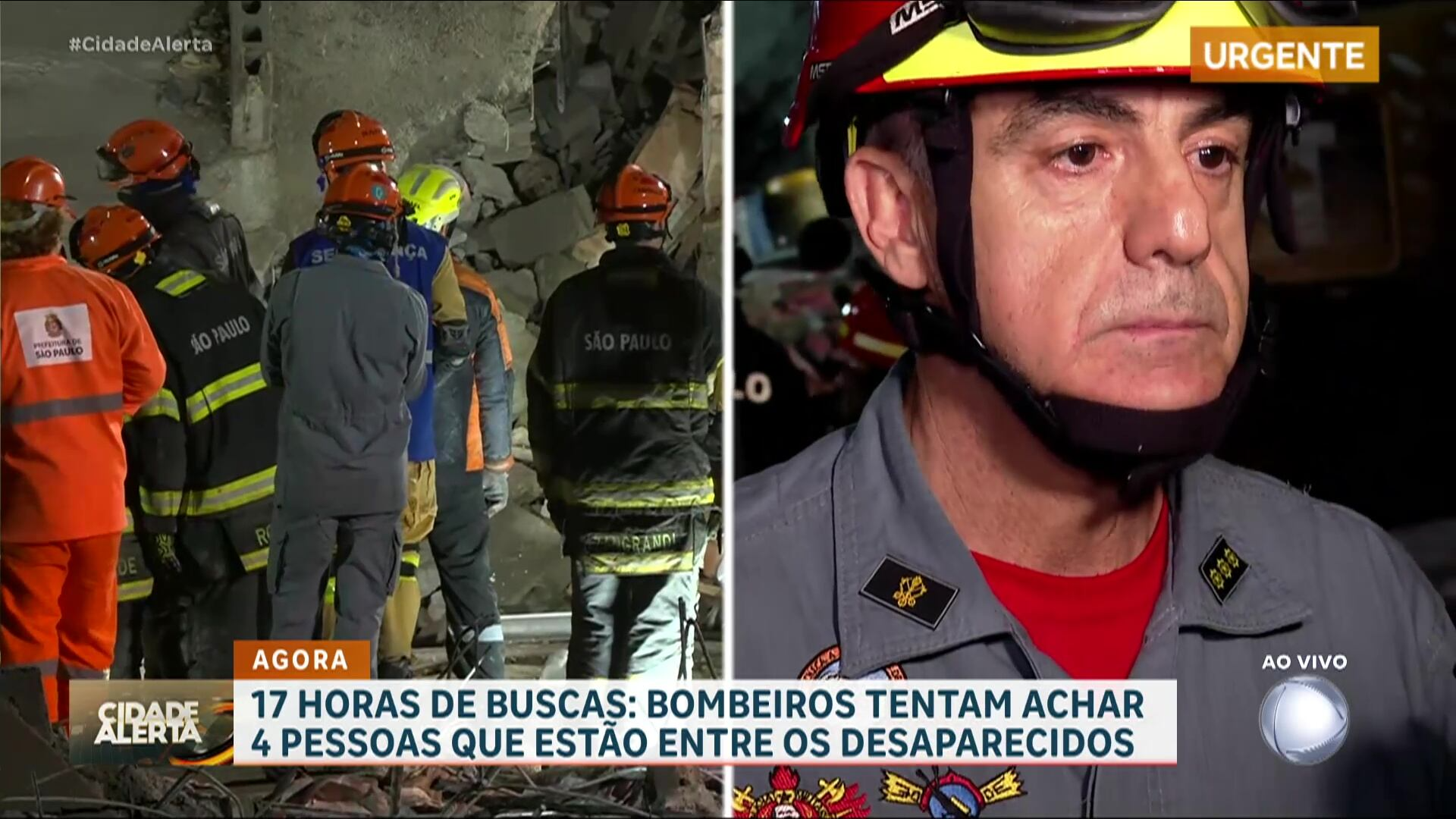 Comandante Diógenes coordena buscas por quatro vítimas soterradas em desabamento de prédio em SP