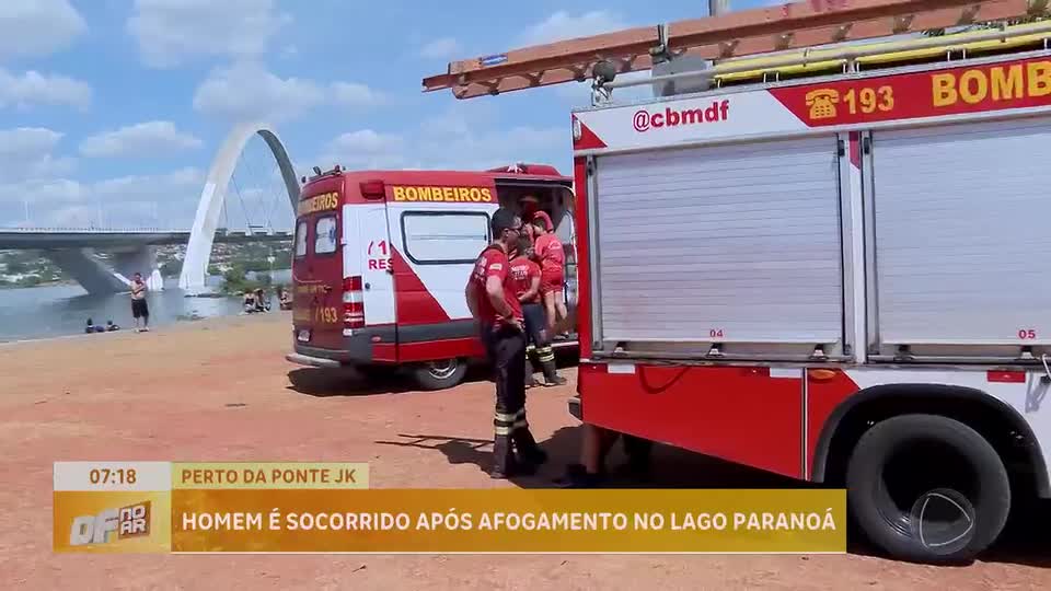 Homem se afoga no Lago Paranoá, em Brasília, e é resgatado pelos bombeiros