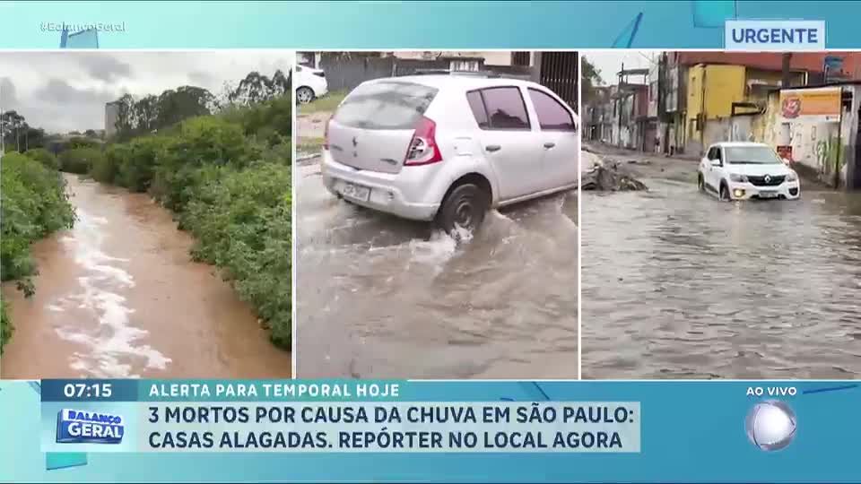 Chuvas em São Paulo deixam pelo menos três mortos e diversos pontos de alagamento