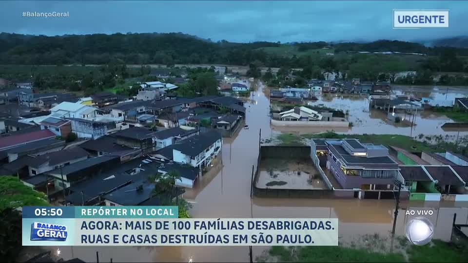Mais de 100 famílias continuam desabrigadas após as fortes chuvas que atingiram Eldorado (SP)