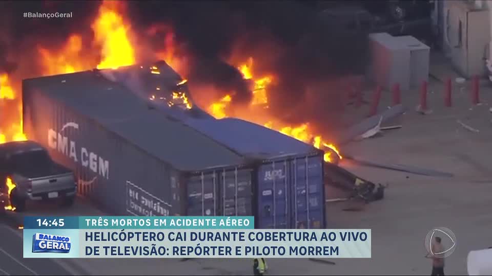 Helicóptero cai durante cobertura jornalística em Los Angeles; três pessoas morrem no acidente