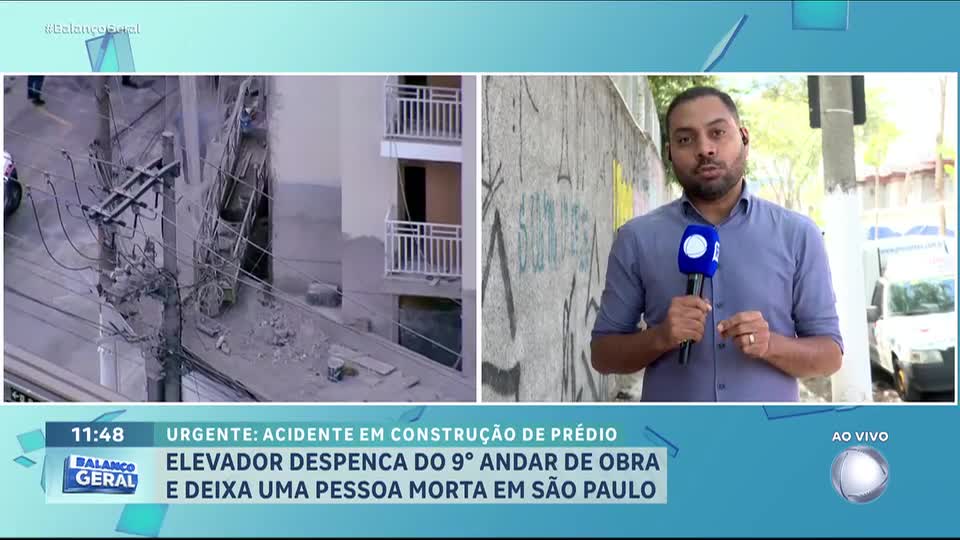 Elevador despenca do nono andar de obra e deixa uma pessoa morta em São Paulo