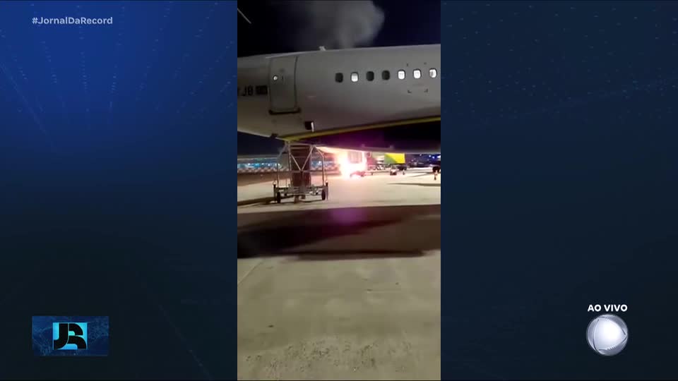 SP: Passageiros são retirados de avião após caminhão pegar fogo no Aeroporto de Viracopos