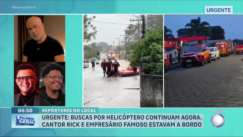 Condições meteorológicas dificultam buscas por helicóptero do cantor Rick em Santa Catarina
