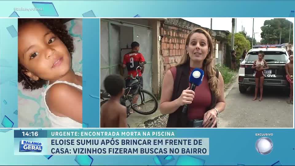 Corpo de criança desaparecida é encontrado em piscina no Rio de Janeiro