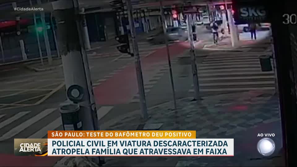 Policial embriagado avança sinal vermelho e atropela mãe e dois filhos na faixa de pedestres