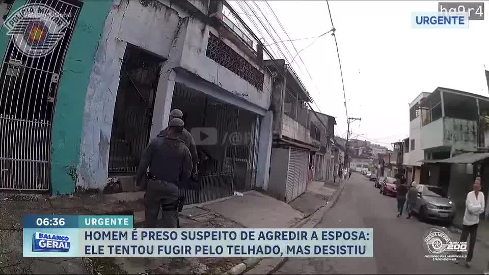 Homem agride esposa, tenta fugir pelo telhado e acaba preso em São Paulo