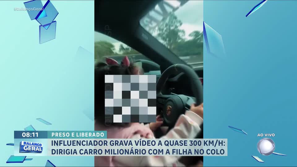 Influenciador é investigado por dirigir carro de luxo a quase 300 km/h com filha de 2 anos no colo