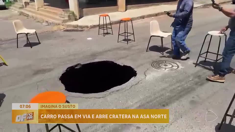 Cratera se abre na Asa Norte (DF) e interdita área de grande circulação