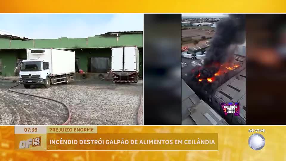 Incêndio destrói galpão de alimentos em Ceilândia (DF)