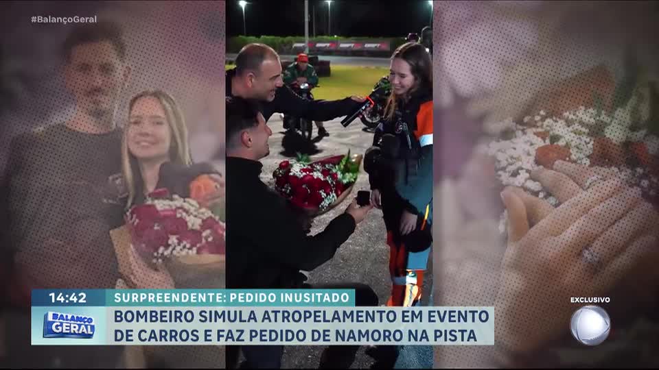 Jovem simula acidente para pedir companheira em namoro durante corrida em São Paulo