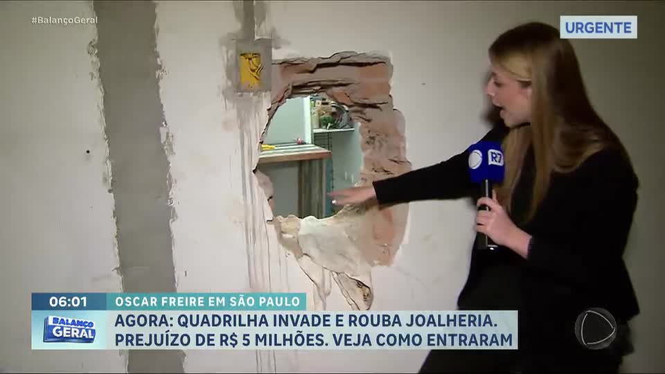 Criminosos abrem buraco em parede e furtam R$ 5 milhões de joalheria na zona oeste de São Paulo