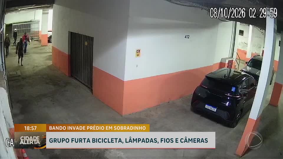 Criminosos furtam bicicleta, lâmpadas, fios e câmeras de prédio em Sobradinho (DF)