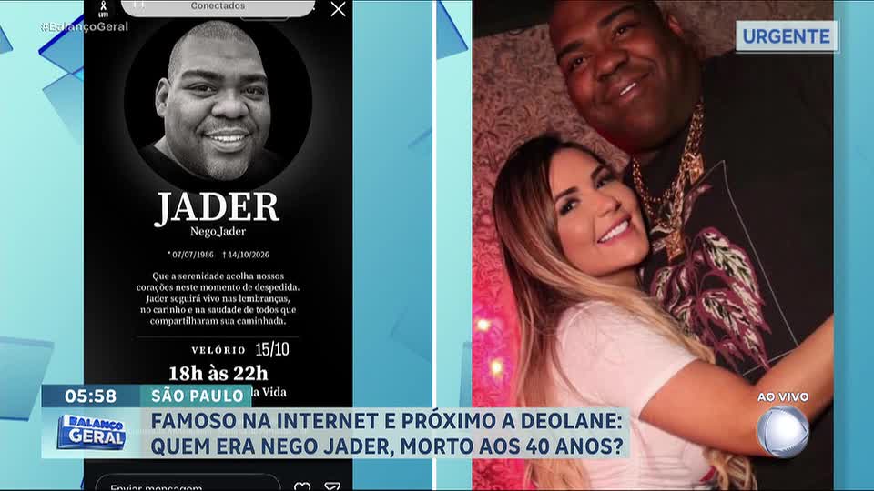 Nego Jader, segurança e amigo próximo de Deolane Bezerra, morre aos 40 anos