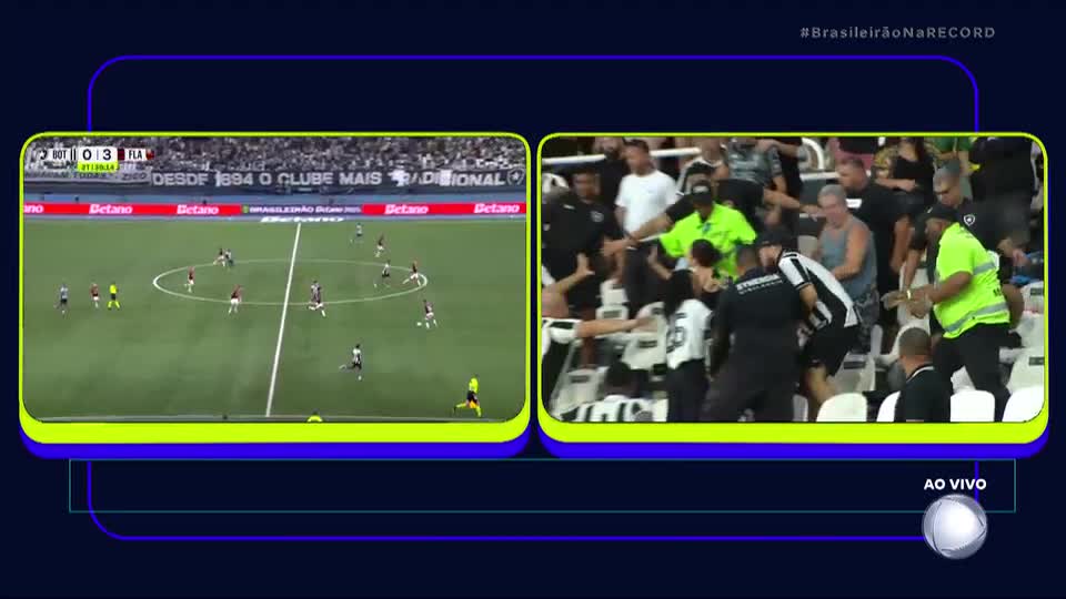 Torcedores do Botafogo brigam entre si após terceiro gol do Flamengo no Nilton Santos