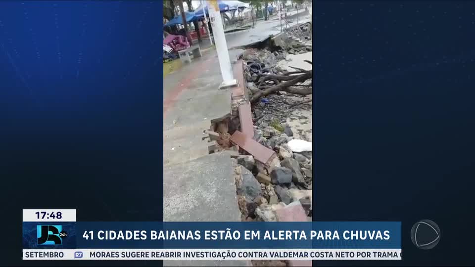 Mais de 40 cidades baianas estão em alerta para temporais após chuvas intensas que duram 24h