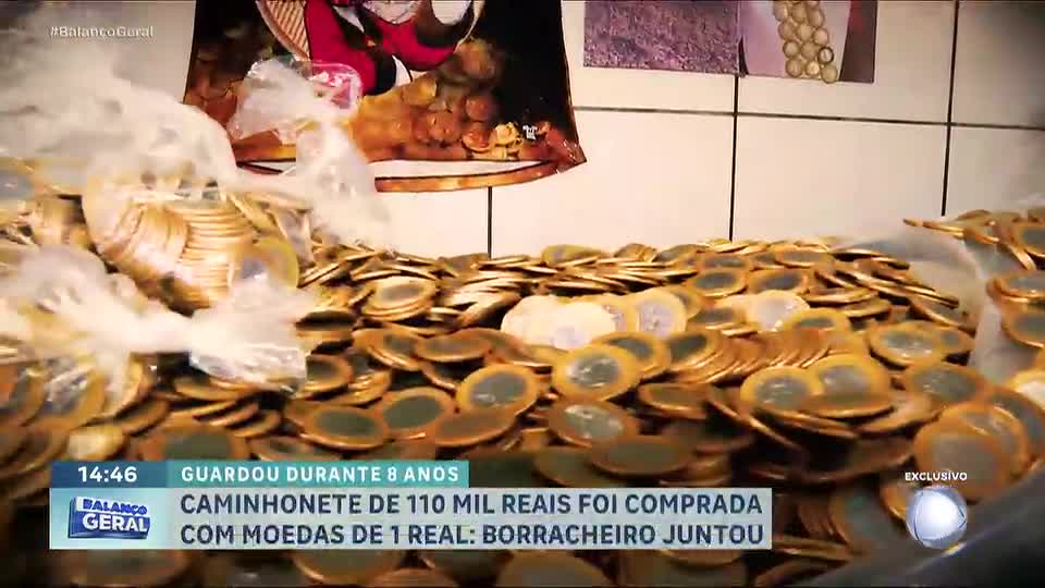 Borracheiro compra caminhonete com moedas de R$ 1 guardadas por 8 anos
