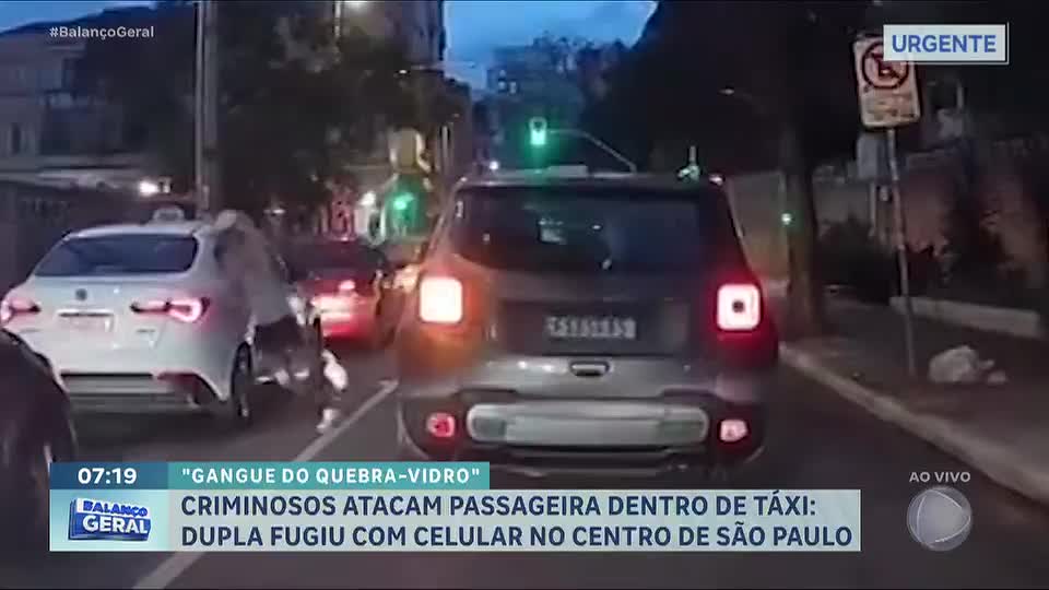 'Gangue do Quebra-Vidro' ataca táxi e rouba celular no centro de São Paulo