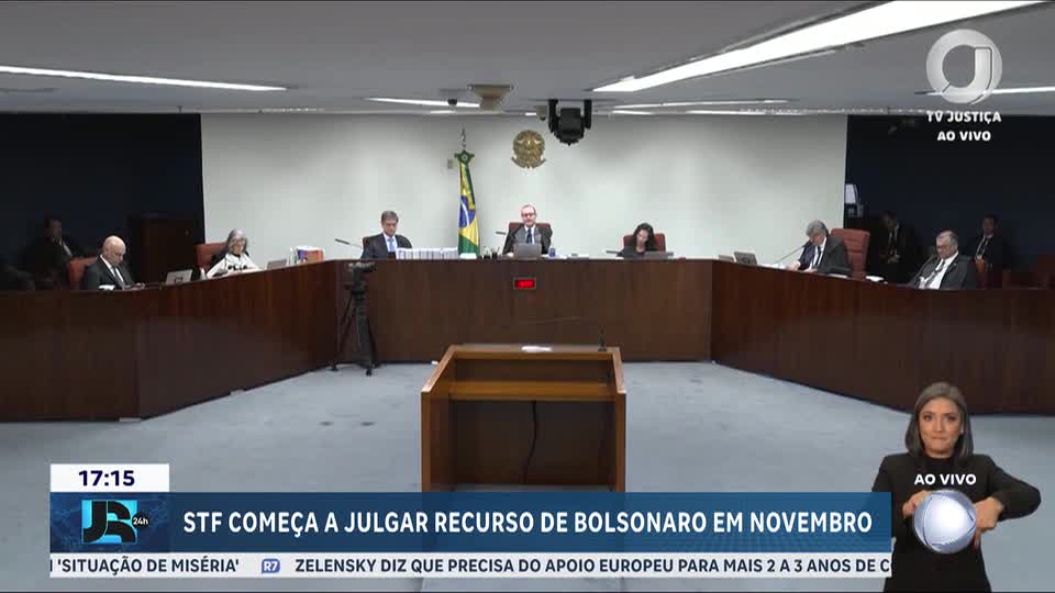 Julgamento de recursos da defesa de Bolsonaro ocorrerá em 7 de novembro no STF