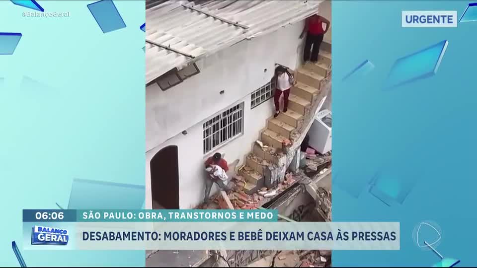 Família sai com bebê pouco antes de imóvel desabar na zona sul de São Paulo