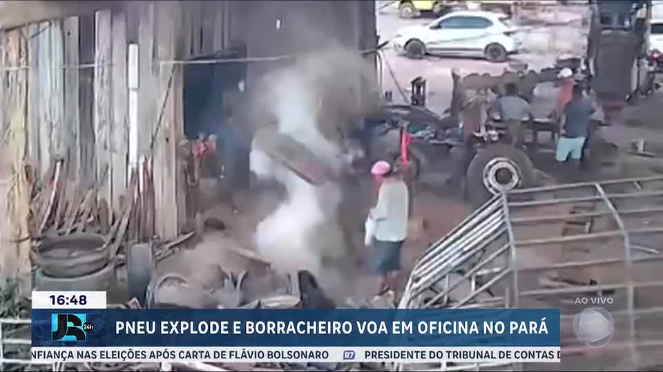 Borracheiro é arremessado após pneu de caminhão explodir no interior do Pará