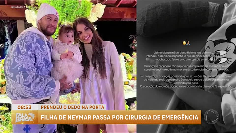 Filha de Neymar passa por cirurgia de emergência após prender dedo na porta