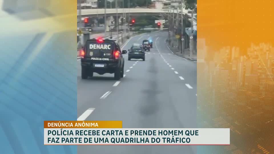 Polícia recebe carta e prende homem por envolvimento com o tráfico de drogas em BH