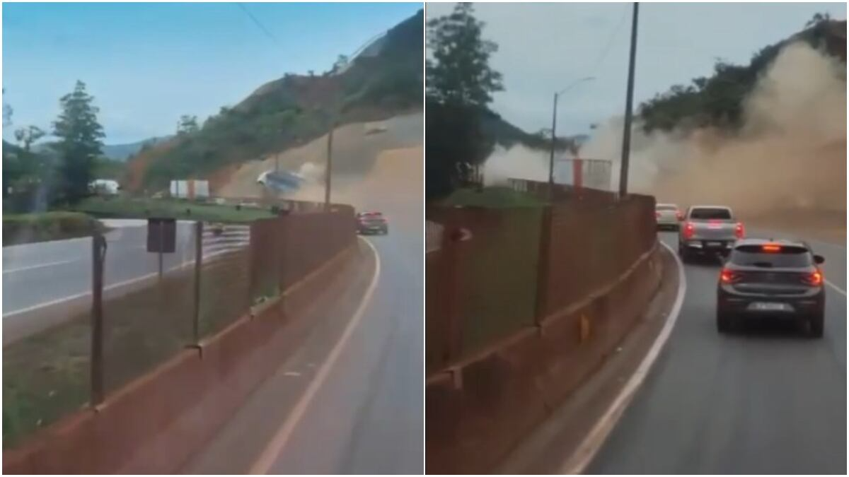 Vídeo flagra acidente com carreta carregada com cimento na BR-381, na Grande BH