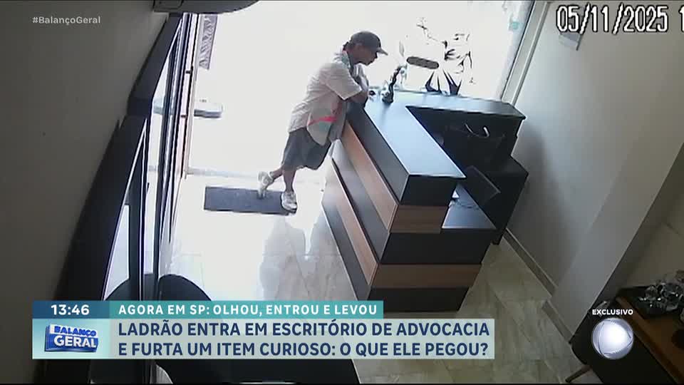 Ladrão furta estatueta de escritório de advocacia em Guarulhos, na Grande São Paulo