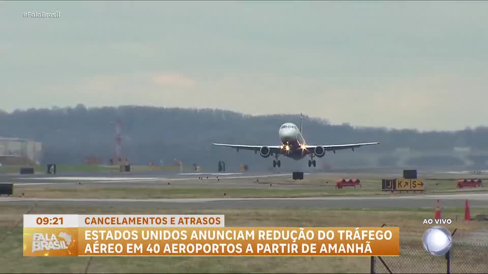 EUA reduzem tráfego aéreo em 40 aeroportos devido a shutdown