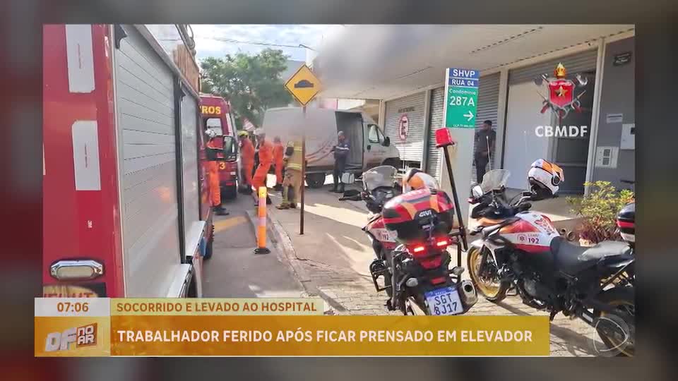 Trabalhador fica ferido após ser prensado em elevador em Vicente Pires (DF)