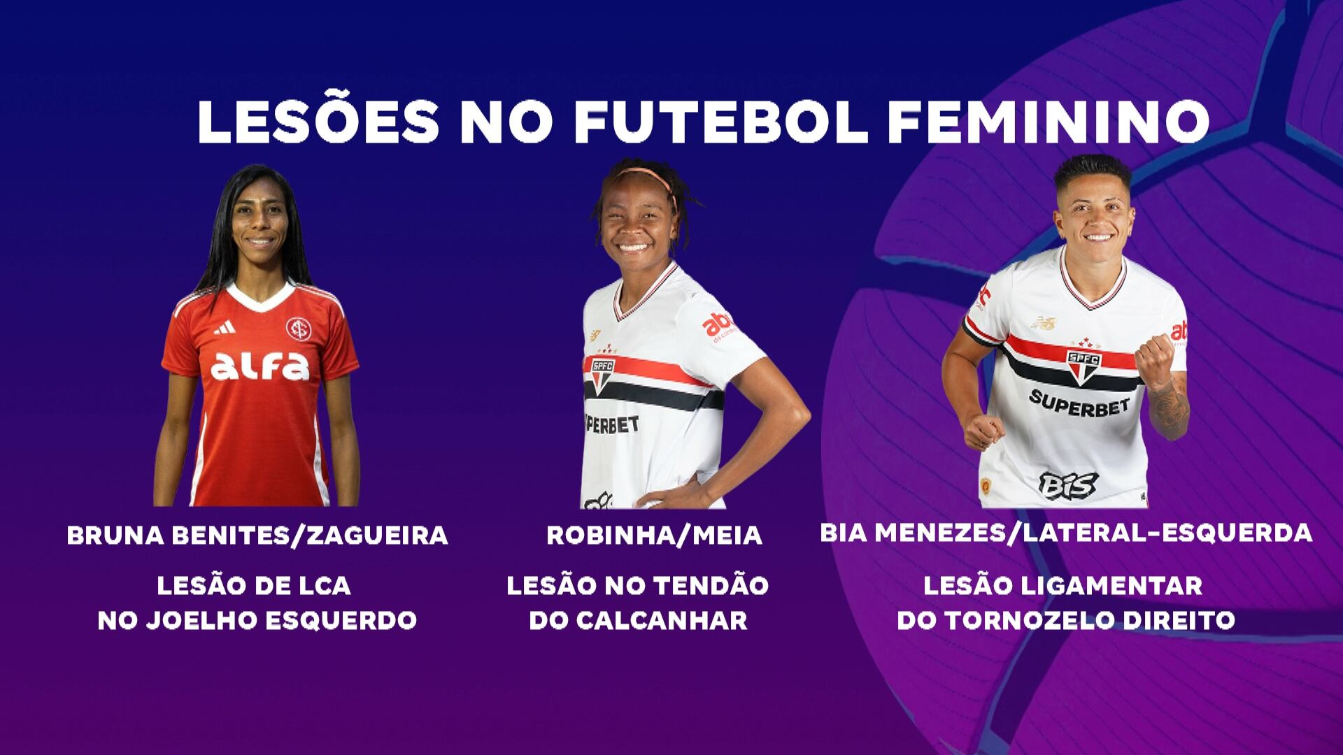 Três jogadoras de clubes pelo Brasil têm lesões confirmadas