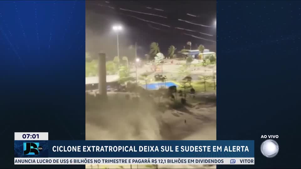 Passagem de ciclone extratropical deixa estados do Sul e SP em alerta para tempestades