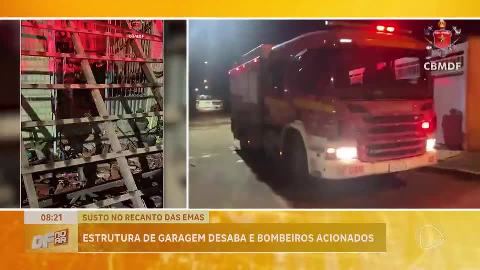 Cobertura de garagem desaba parcialmente em casa no Recanto das Emas (DF)