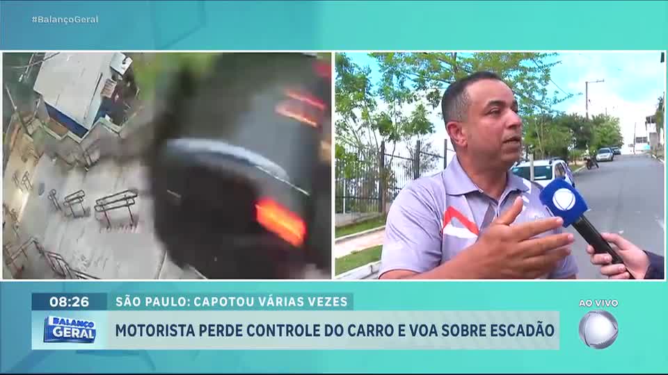 Motorista de carro que voou sobre escadão em São Paulo relata alívio por ninguém ter se ferido