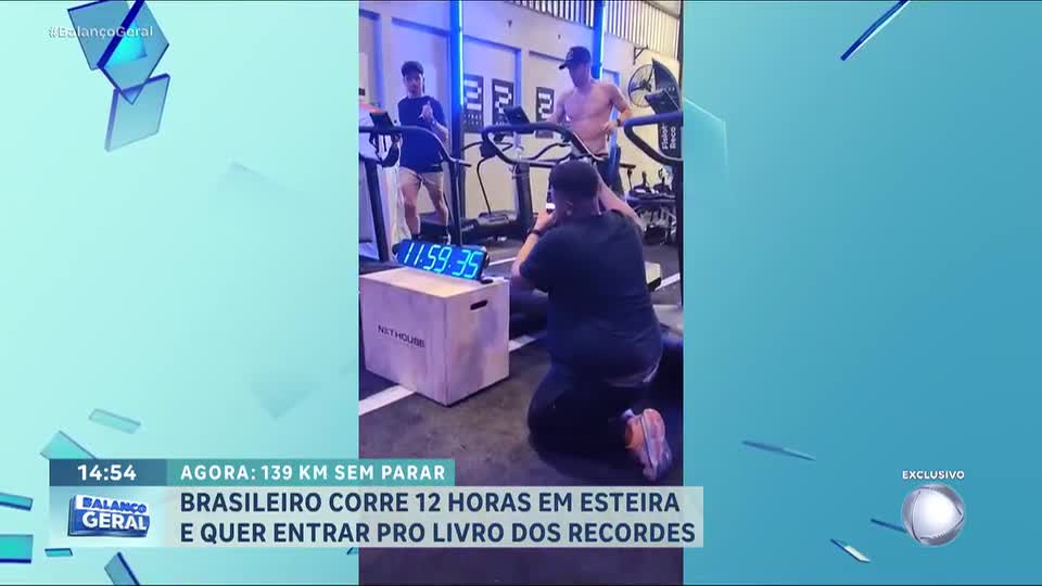 Brasileiro corre 139 km em 12 horas em esteira manual e busca recorde mundial