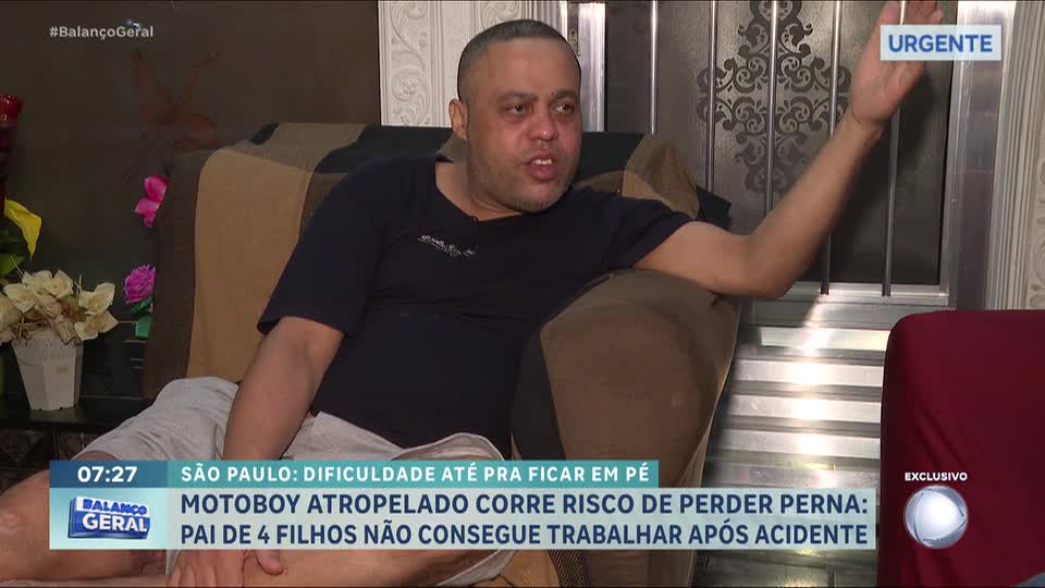 Motoboy atropelado na Grande São Paulo não consegue trabalhar e corre risco de perder a perna