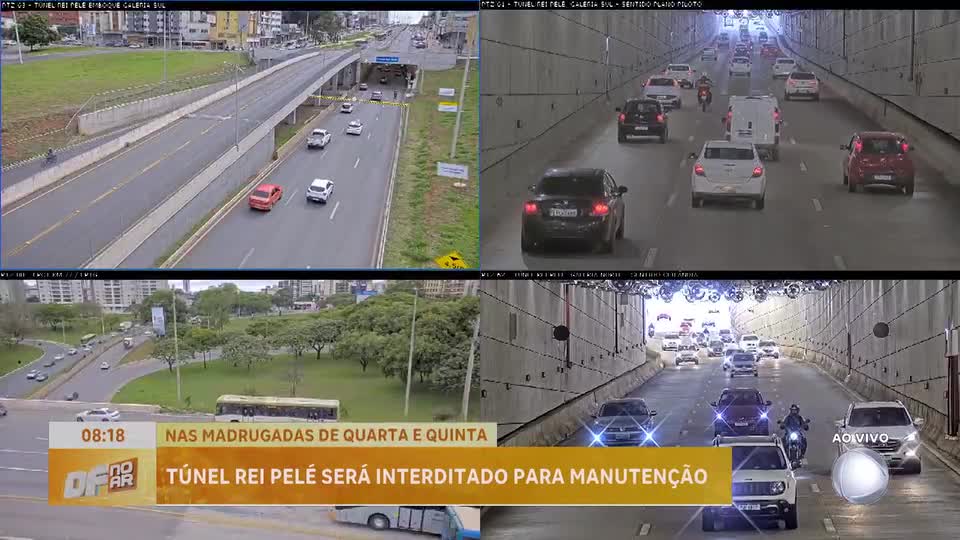 DER DF anuncia interdição do Túnel Rei Pelé para manutenção preventiva