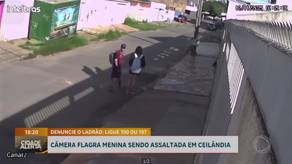 Jovem é assaltada em Ceilândia (DF), e câmeras registram momento do crime