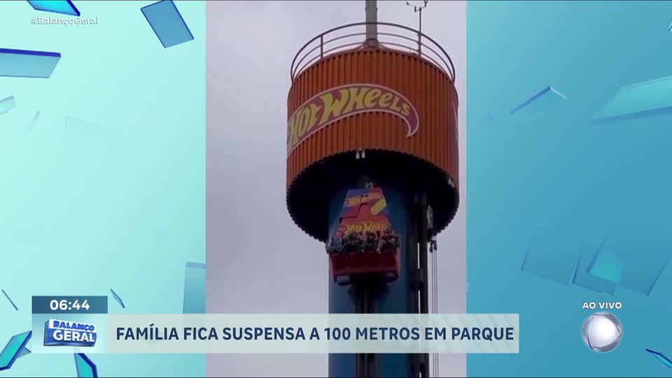 Irmãos ficam suspensos a 100 m de altura em brinquedo de parque de diversões em Penha (SC)