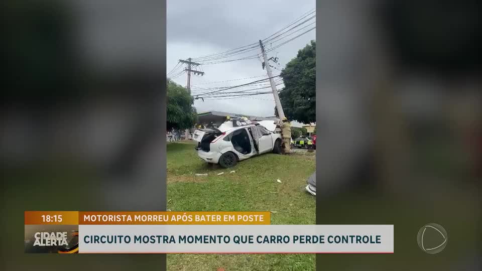 Câmeras registram momento em que carro bate em poste e mata motorista em Sobradinho (DF)